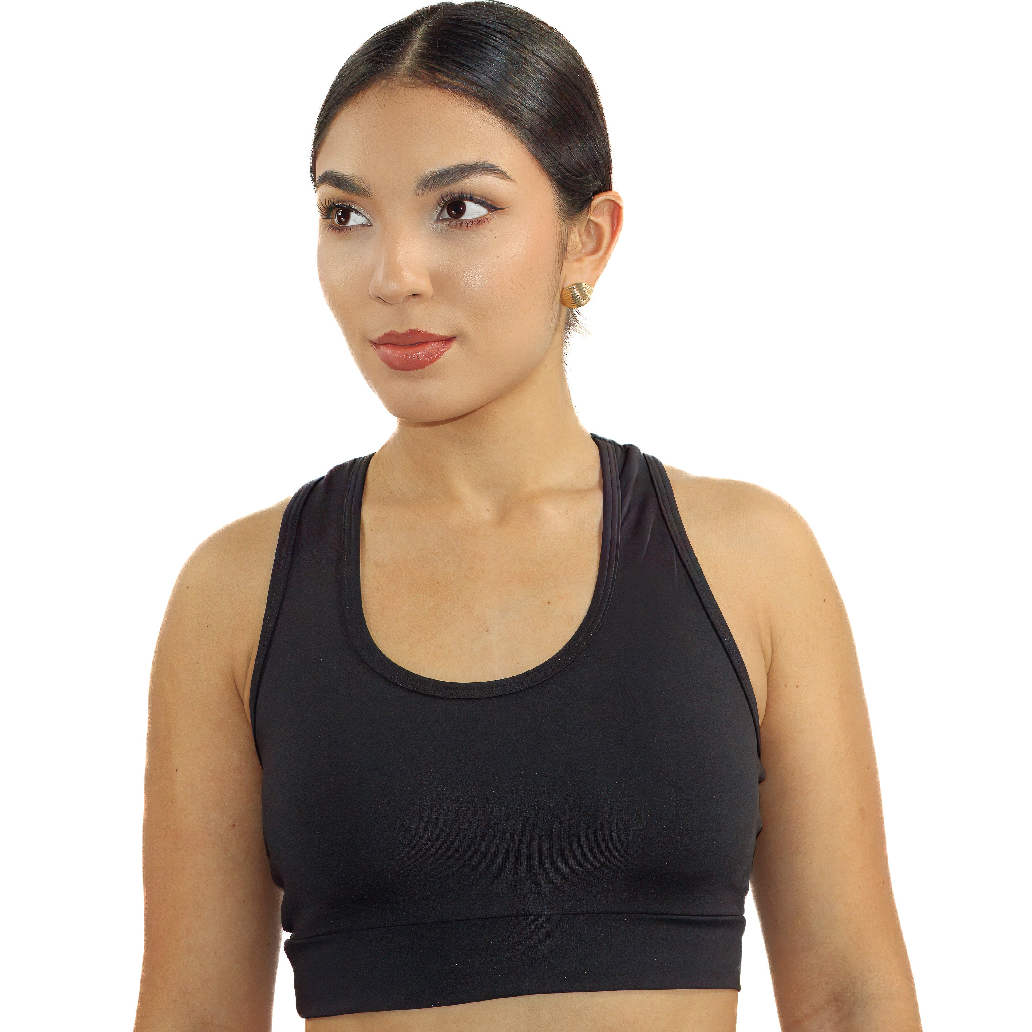 Black medium support activewear sports bra front 