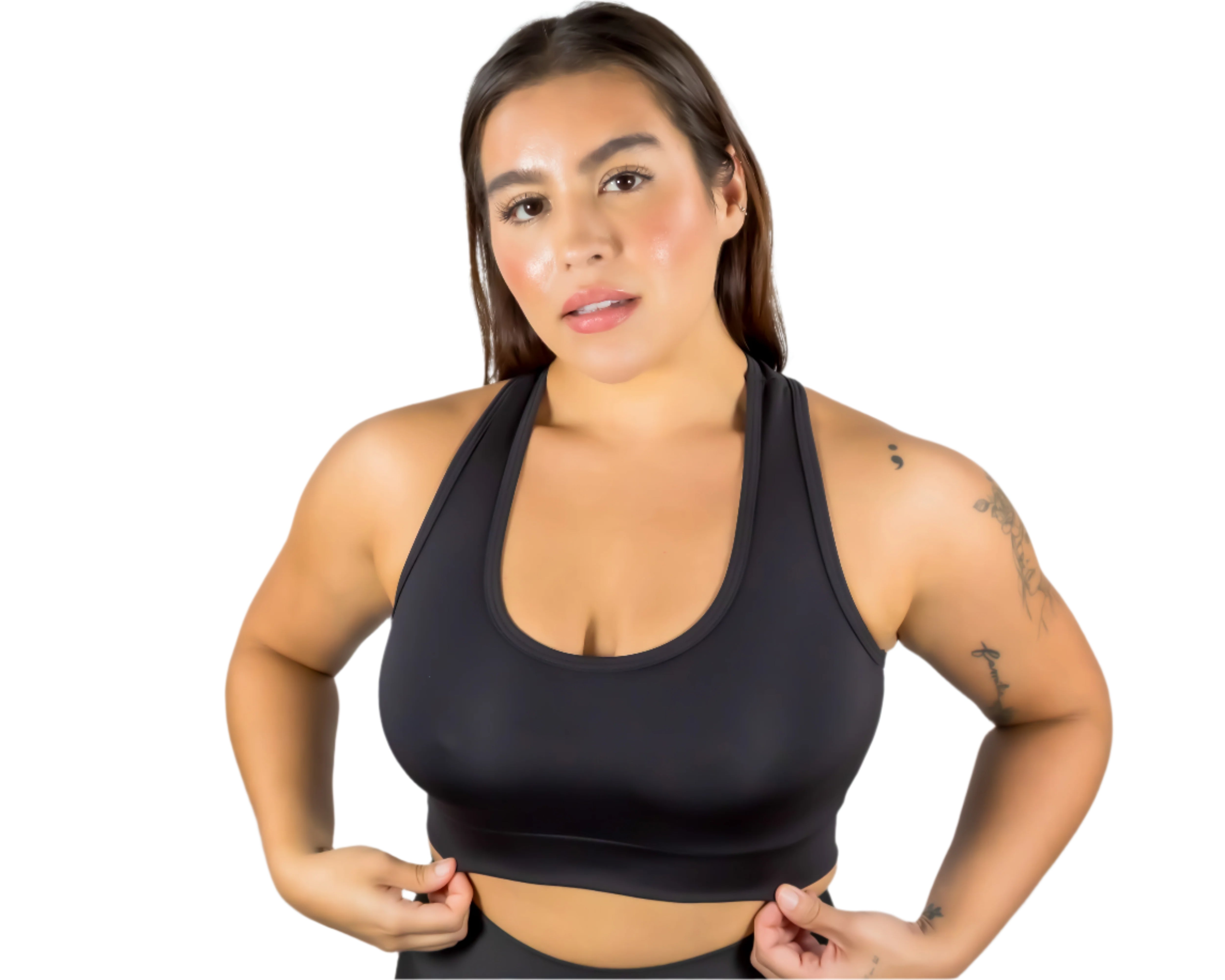 Women wearing a black sport bra