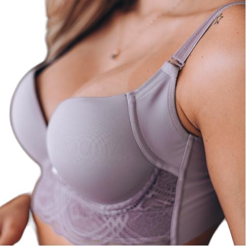 Detailed image of the purple Enhancement Bra design