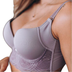 Detailed image of the purple Enhancement Bra design