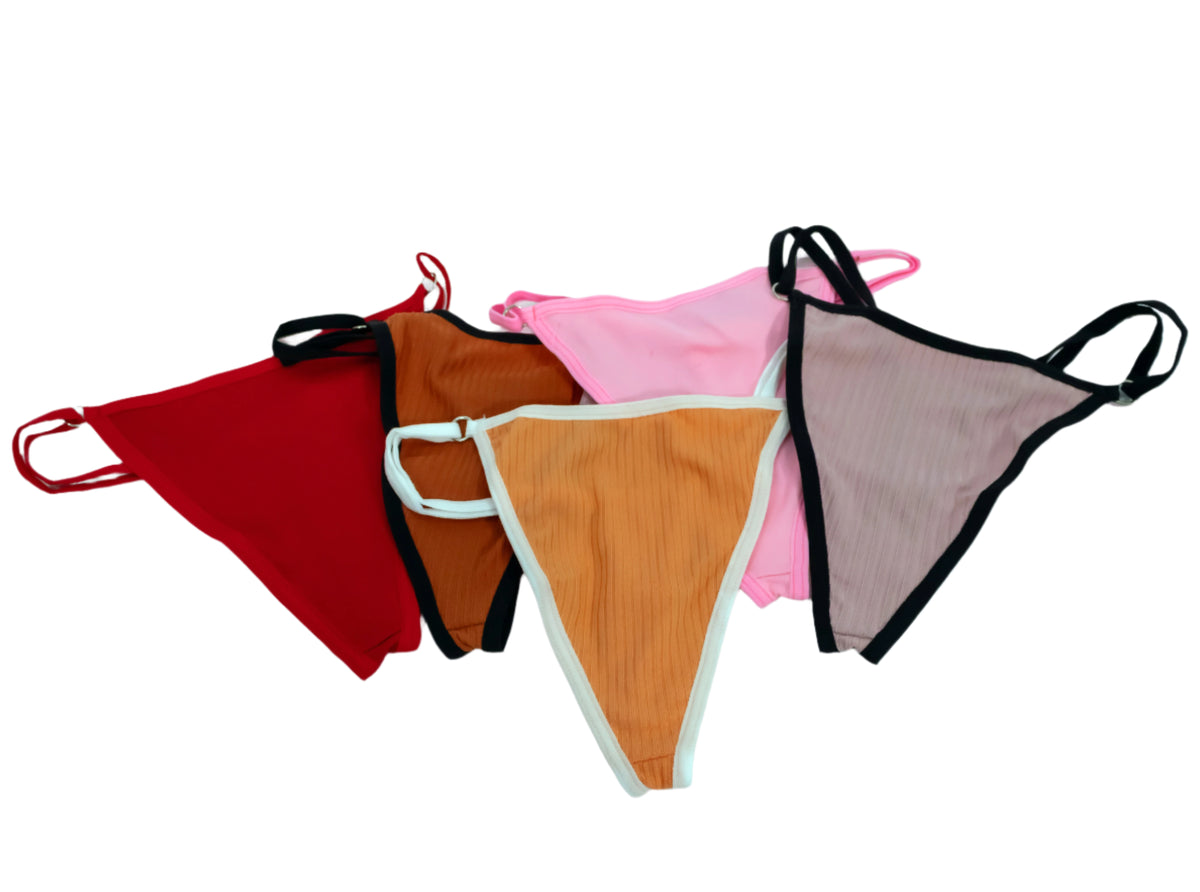 Five triangle-shaped products in various colors on a white background