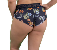 Floral-patterned underwear on a plain background