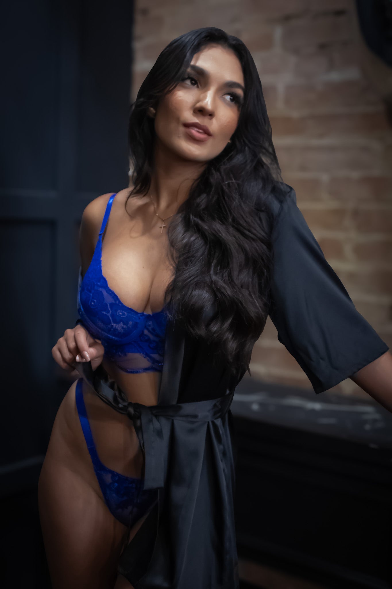 Lace Bra and Thong Set – Royal Blue