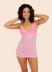 Woman wearing a pink babydoll