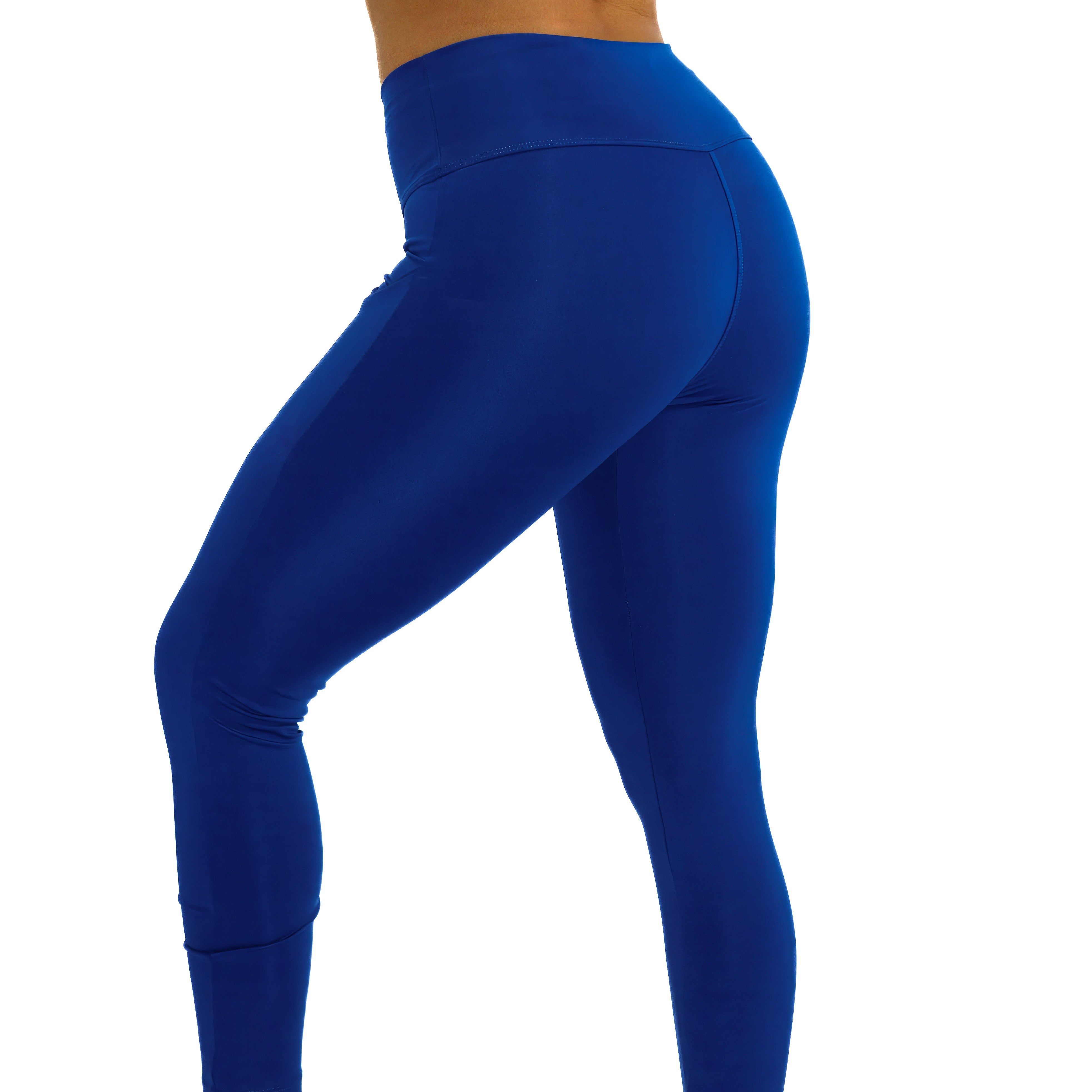 arysti royal blue high wasited leggings with side pockets and slimming tummy control.